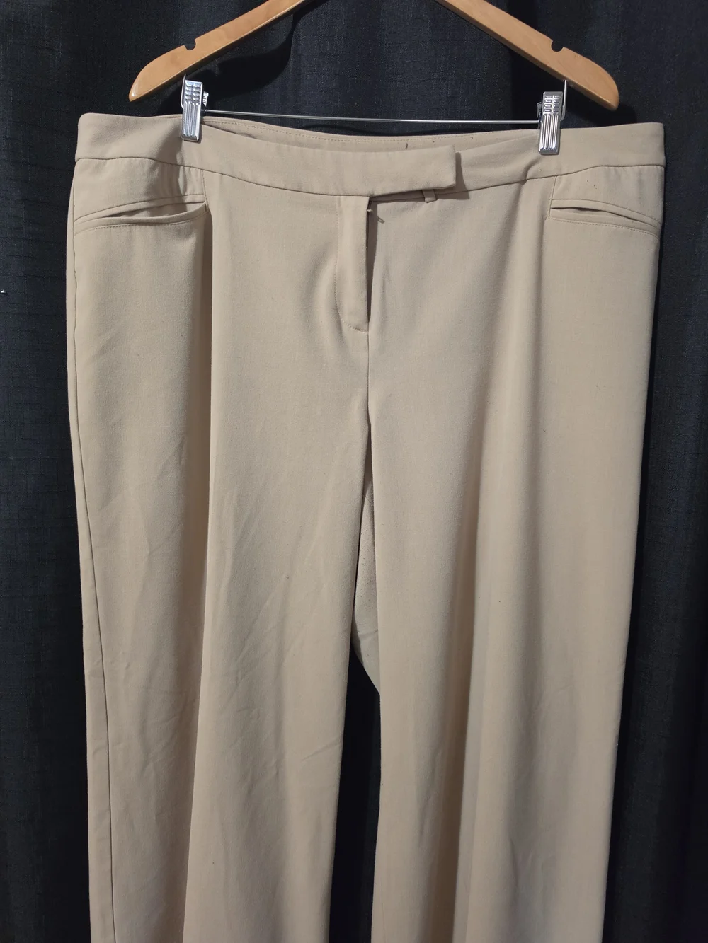 Lane Bryant Beige Straight-Leg Dress Trousers